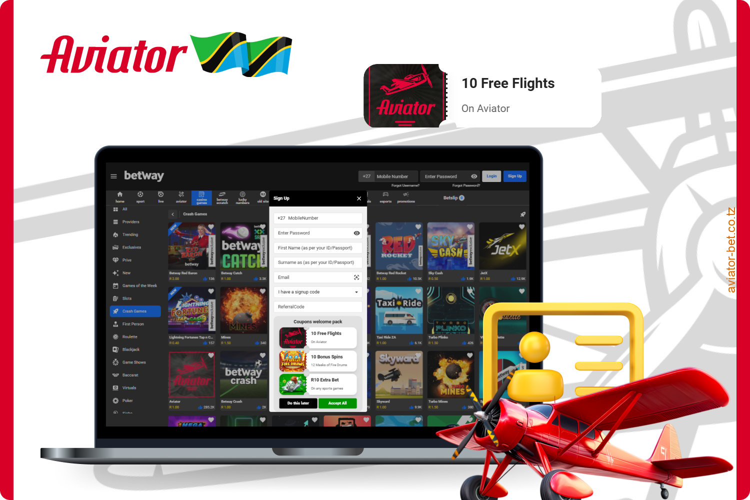 Kujisajili akaunti ya Betway kwa ajili ya kucheza Aviator ni haraka na rahisi