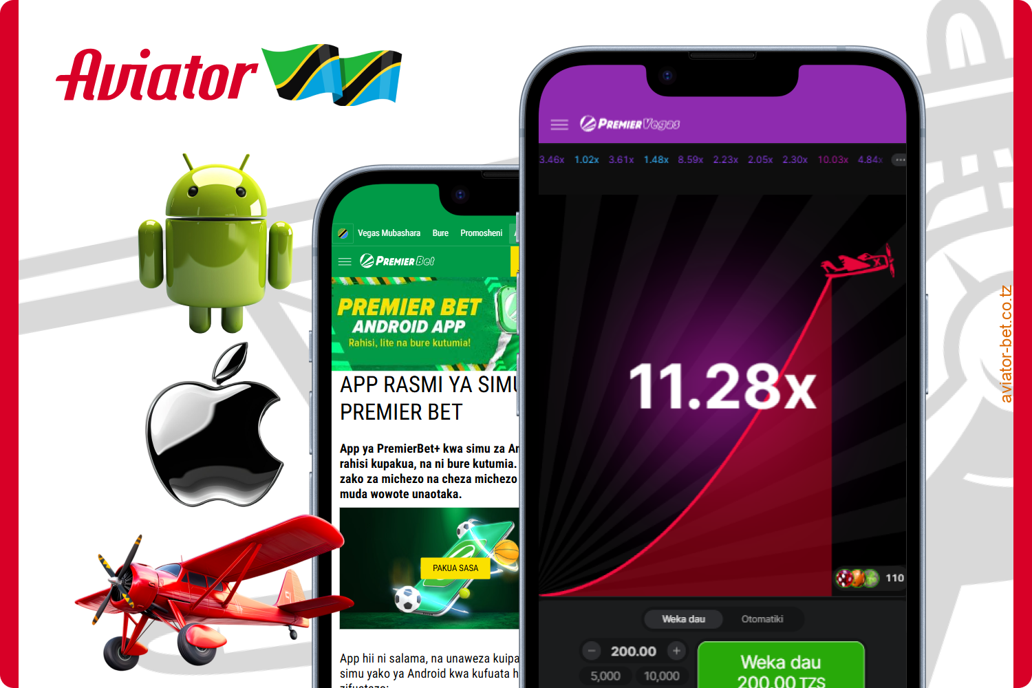 Programu ya simu ya Premier Bet Aviator ina vipengele rahisi kutumia na inapatikana kwa vifaa vya Android na iOS